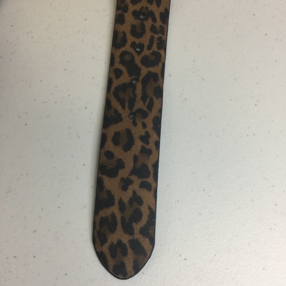 Chaps Leopard Print Belt with Gold Buckle - L - Picture 3 of 6